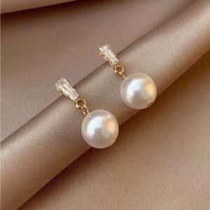 Pearl Diamond Simulate Drop Earrings